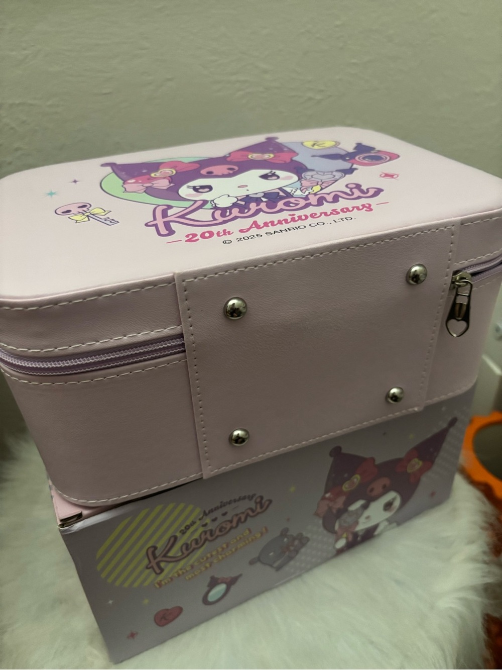 Sanrio Kuromi Pink and Purple 20th Anniversary Leather Makeup Carry Case - Picture 2 of 8